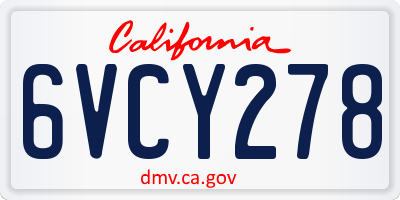 CA license plate 6VCY278