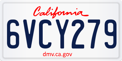 CA license plate 6VCY279