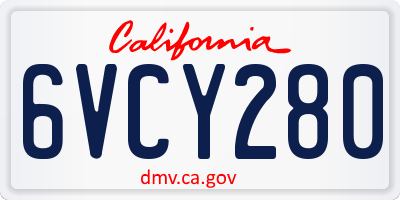 CA license plate 6VCY280