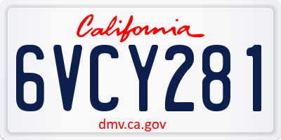 CA license plate 6VCY281