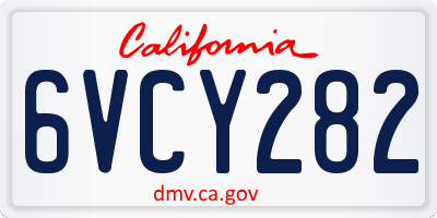 CA license plate 6VCY282