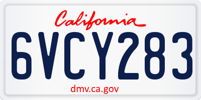 CA license plate 6VCY283