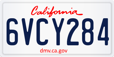 CA license plate 6VCY284