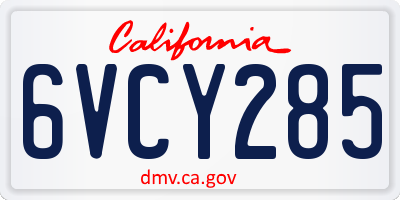 CA license plate 6VCY285