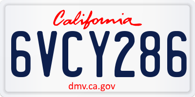 CA license plate 6VCY286