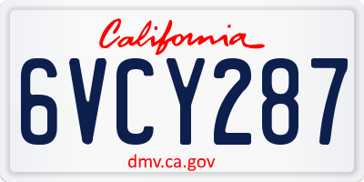 CA license plate 6VCY287