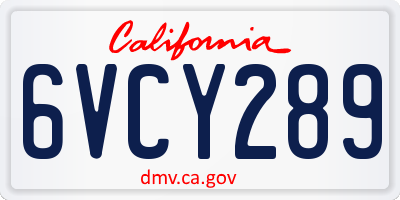 CA license plate 6VCY289