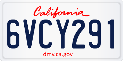 CA license plate 6VCY291