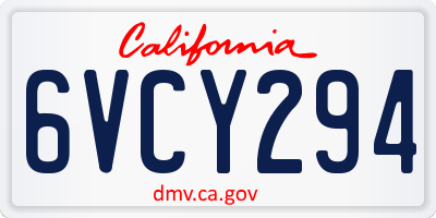 CA license plate 6VCY294