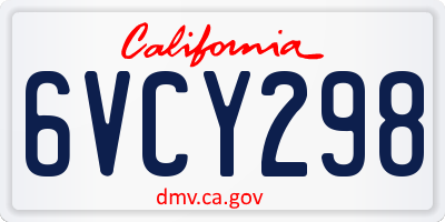 CA license plate 6VCY298