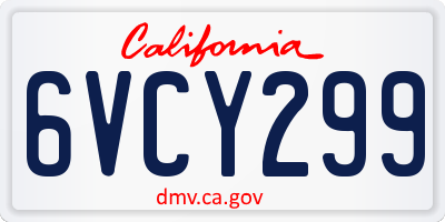 CA license plate 6VCY299