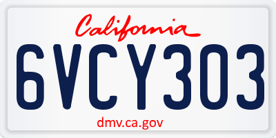CA license plate 6VCY303