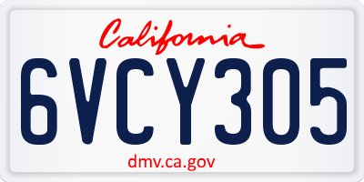 CA license plate 6VCY305