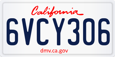 CA license plate 6VCY306