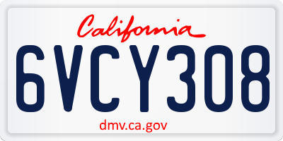 CA license plate 6VCY308