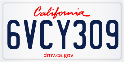 CA license plate 6VCY309