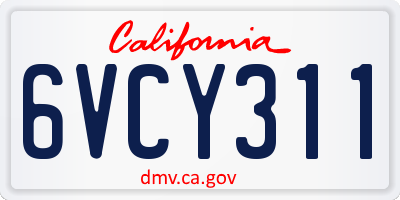 CA license plate 6VCY311