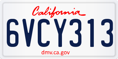 CA license plate 6VCY313