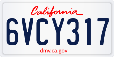 CA license plate 6VCY317