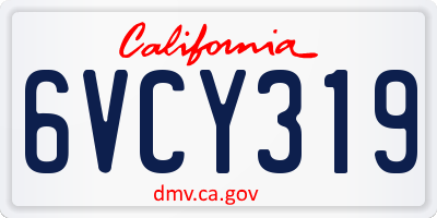 CA license plate 6VCY319