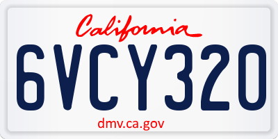 CA license plate 6VCY320