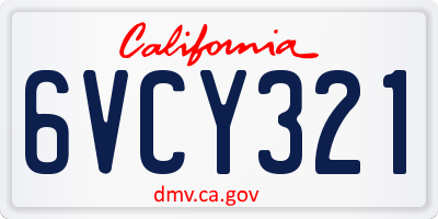 CA license plate 6VCY321