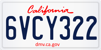 CA license plate 6VCY322