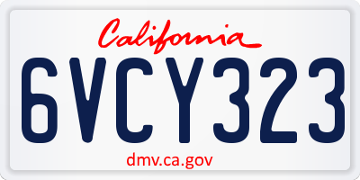 CA license plate 6VCY323