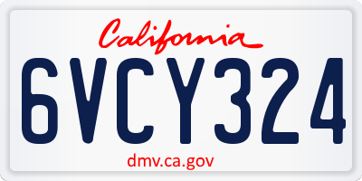 CA license plate 6VCY324