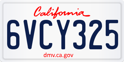 CA license plate 6VCY325