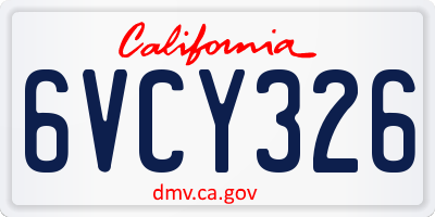 CA license plate 6VCY326