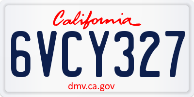 CA license plate 6VCY327