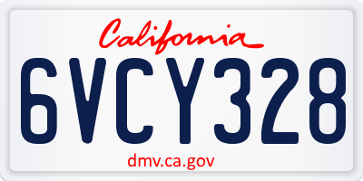CA license plate 6VCY328