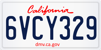 CA license plate 6VCY329