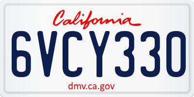 CA license plate 6VCY330
