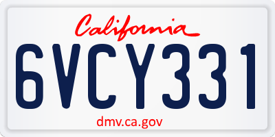 CA license plate 6VCY331