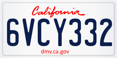 CA license plate 6VCY332