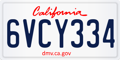 CA license plate 6VCY334