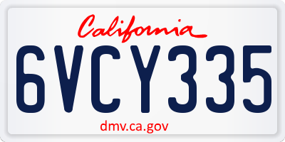 CA license plate 6VCY335