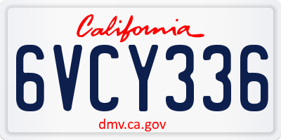 CA license plate 6VCY336