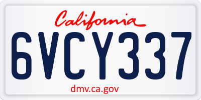 CA license plate 6VCY337