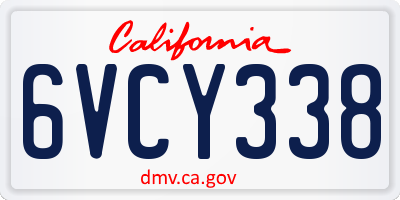 CA license plate 6VCY338