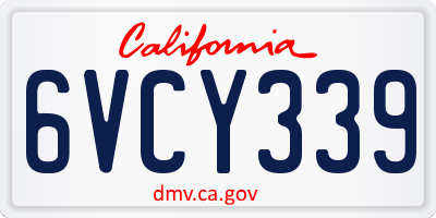 CA license plate 6VCY339