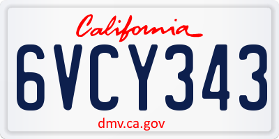 CA license plate 6VCY343