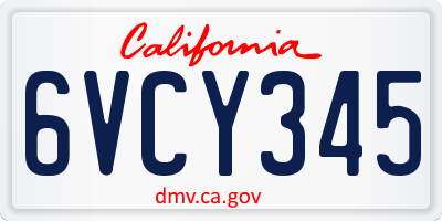 CA license plate 6VCY345