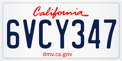 CA license plate 6VCY347