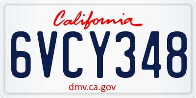 CA license plate 6VCY348