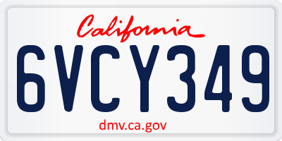 CA license plate 6VCY349