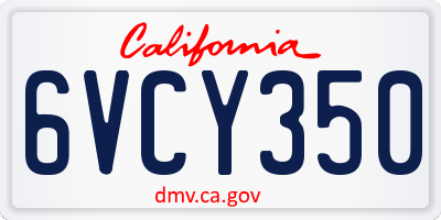 CA license plate 6VCY350