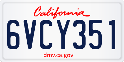 CA license plate 6VCY351